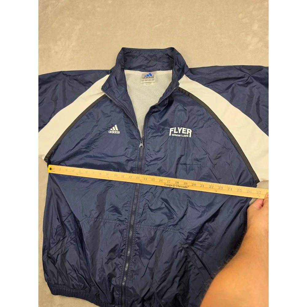 Vintage Adidas Track Jacket Mens 2XL Blue Flyer Wrestling Dixie Windbreaker Y2K